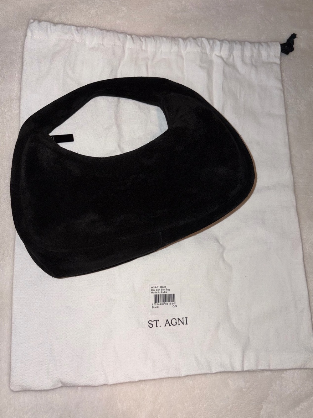 St. Agni mini bon bon bag black suede